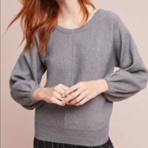 Anthropologie Gray Balloon Sleeve Sweater